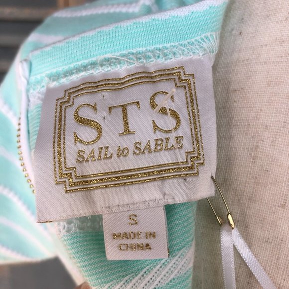 Sail to Sable Short Sleeve Textured Stripe Dress Cabbage Sz S - Picture 7 of 14